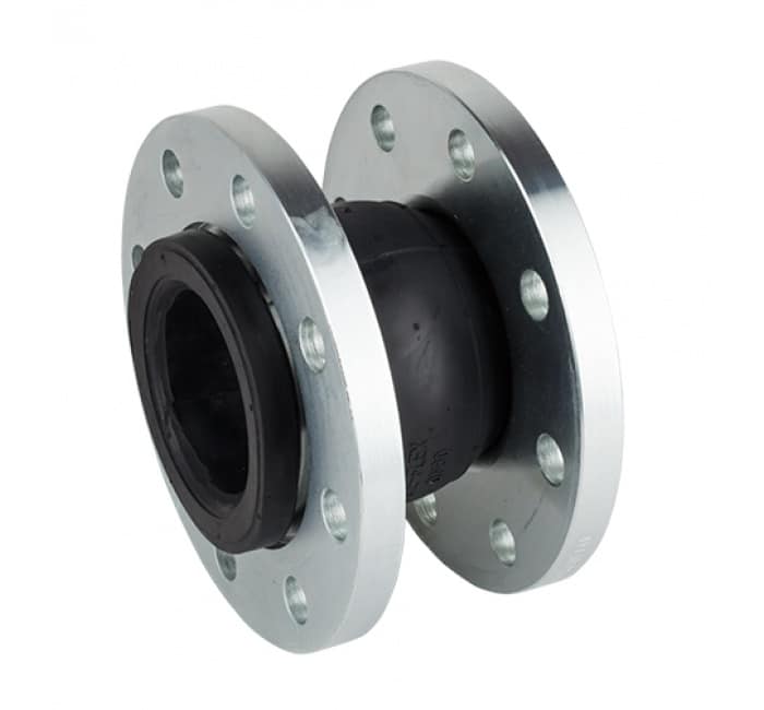 Medium sized rubber expansion joint with aluminum flanges.