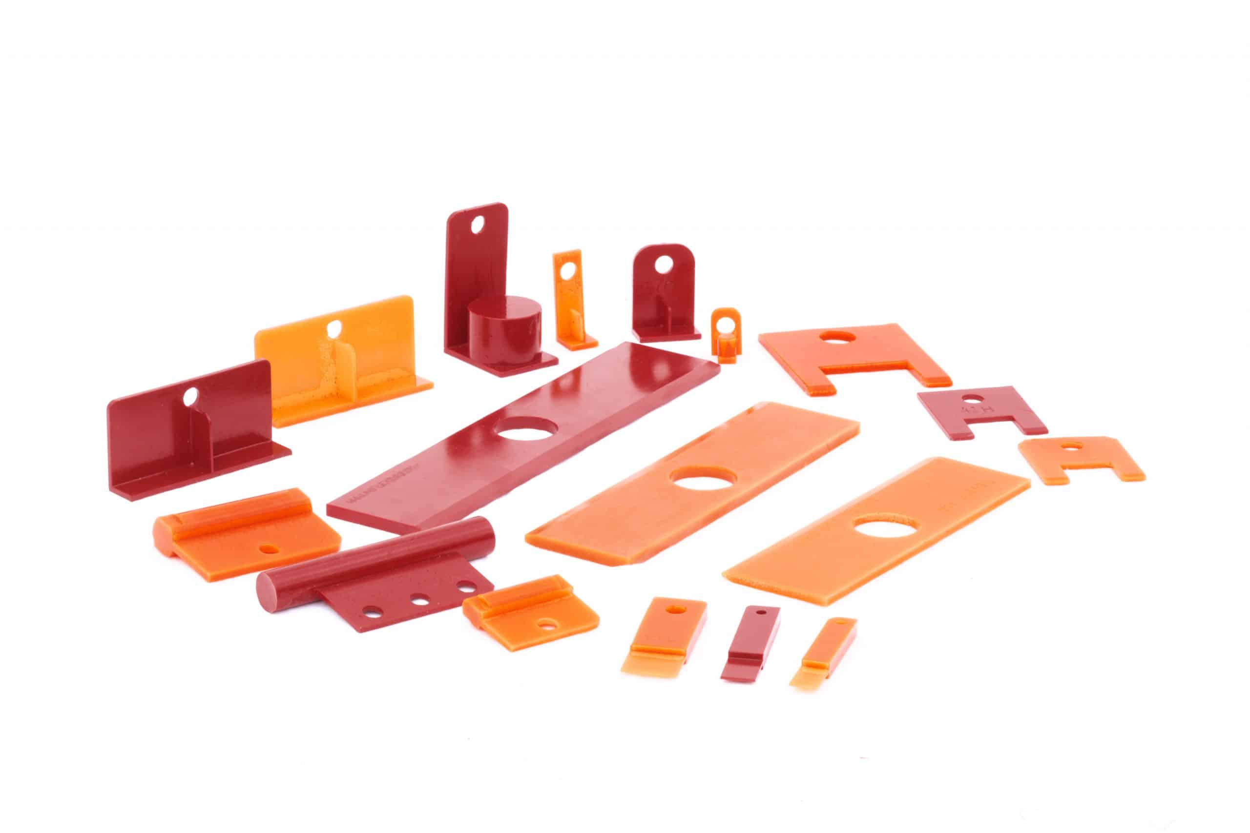 Various red and safety orange LOTO devices used in electrical work.