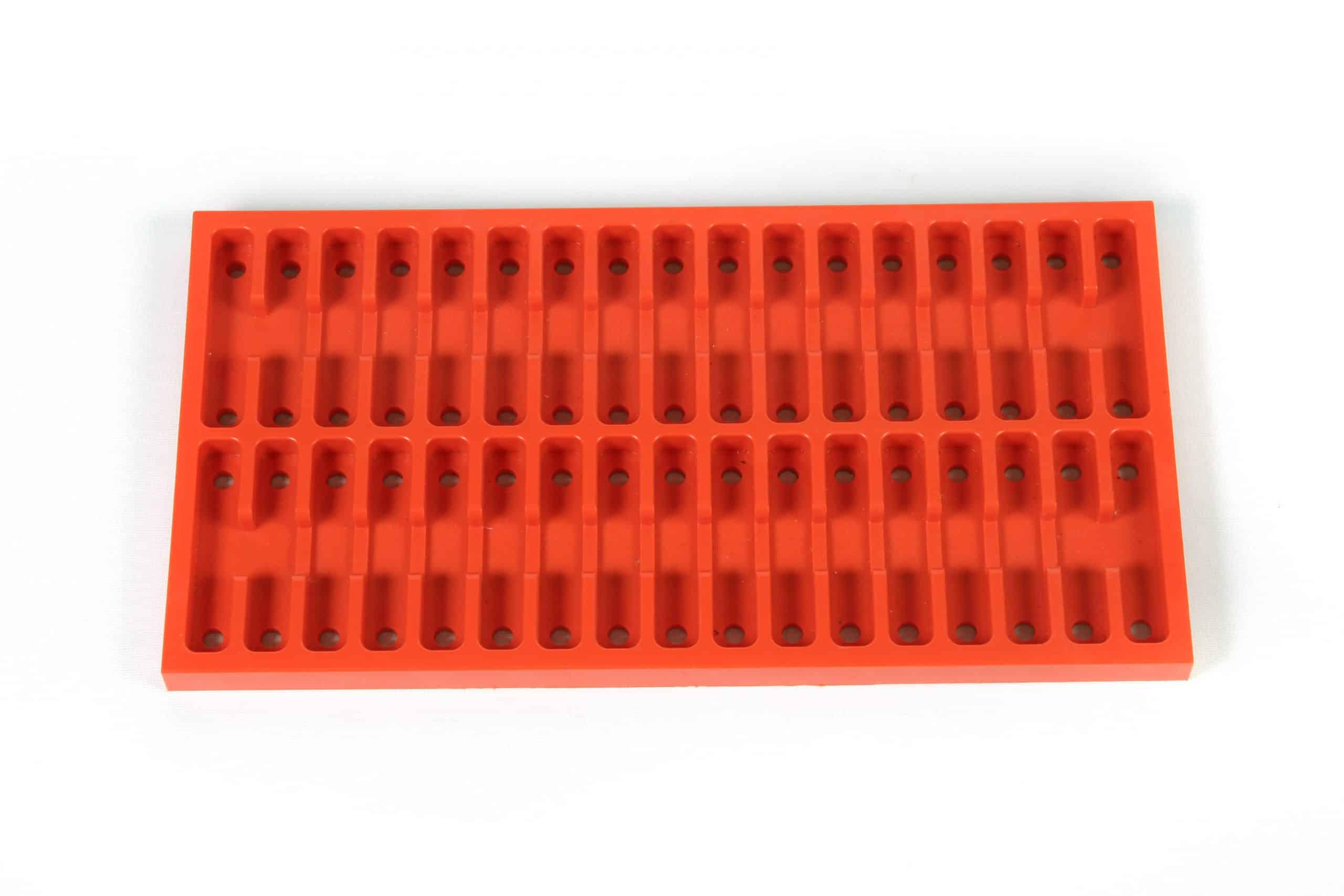 Polyurethane tool tray with 36 slots for drills.