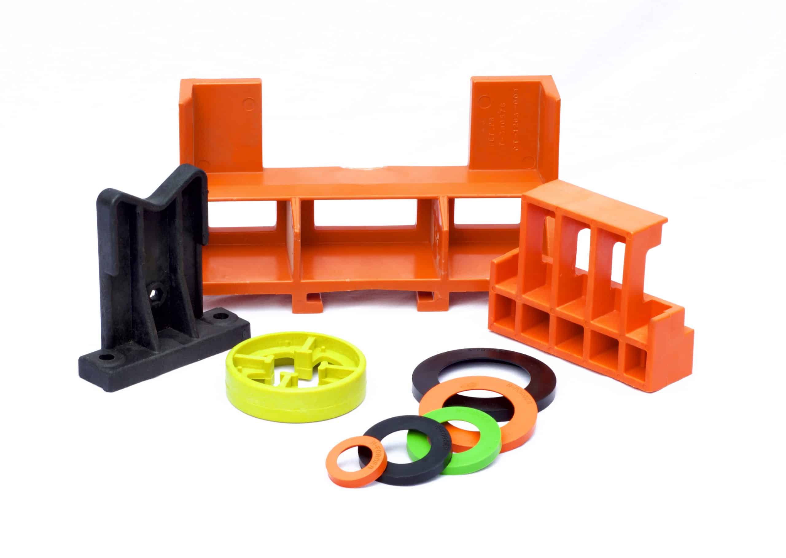 Examples of small plastic injection molding parts.
