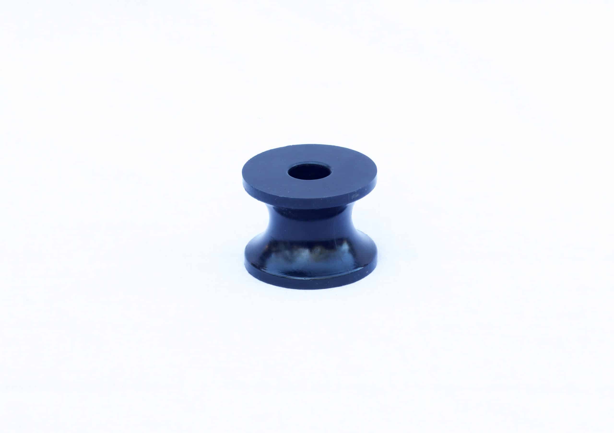 Black pulley style polyurethane roller. 