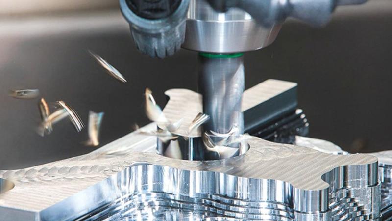 CNC milling in progress in CNC machining company.