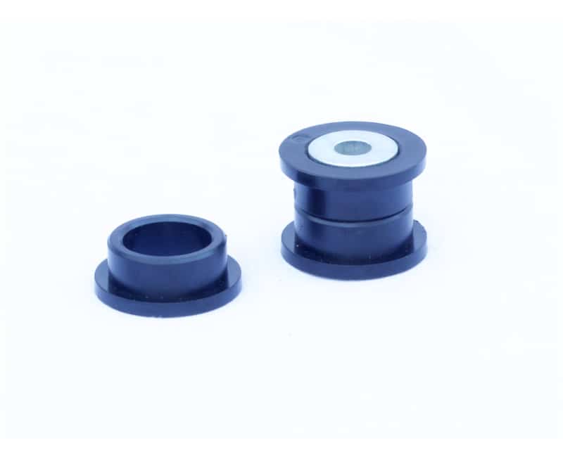 Black polyurethane bushing used on automobiles.