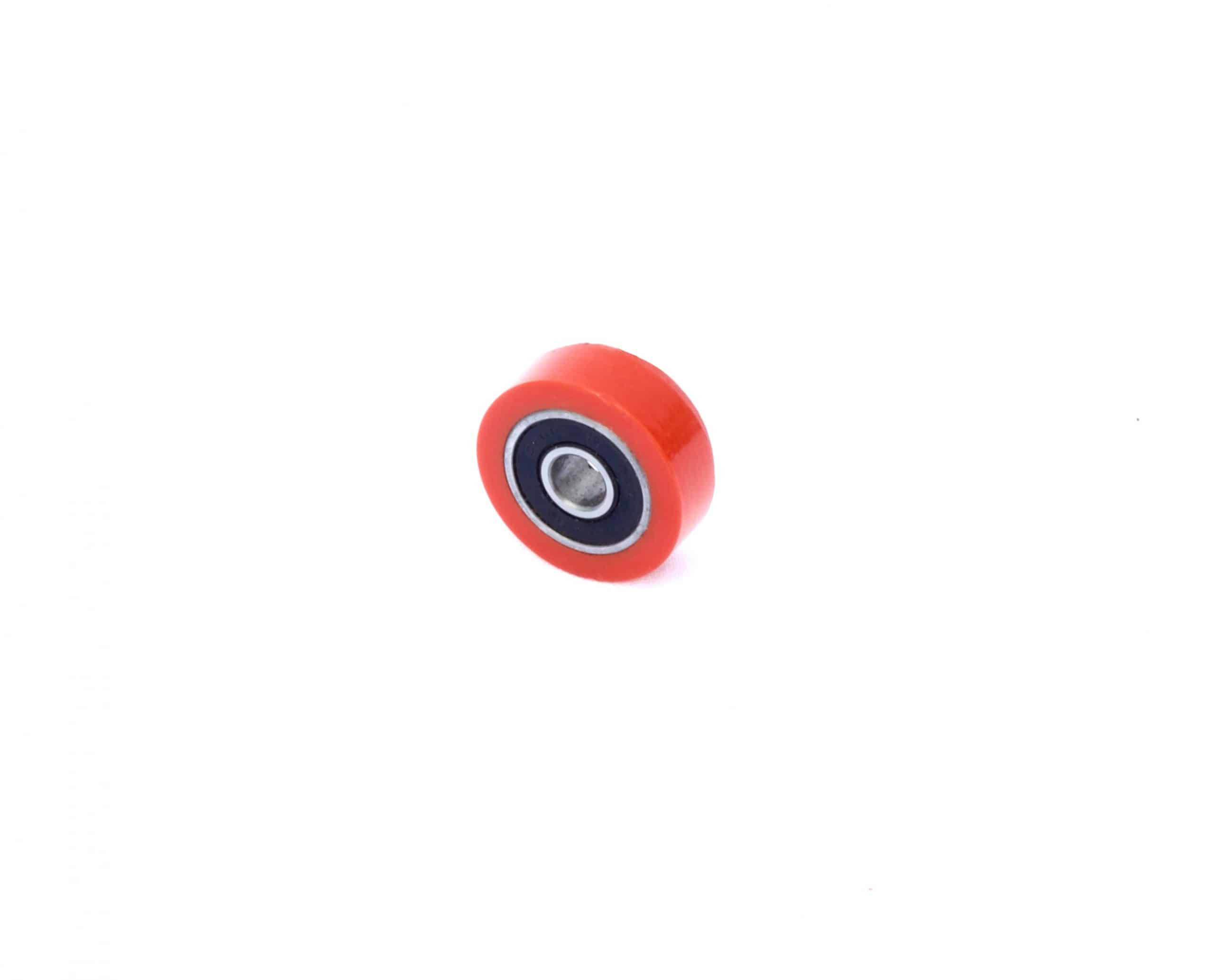 Polyurethane roller with bearing as core insert. 