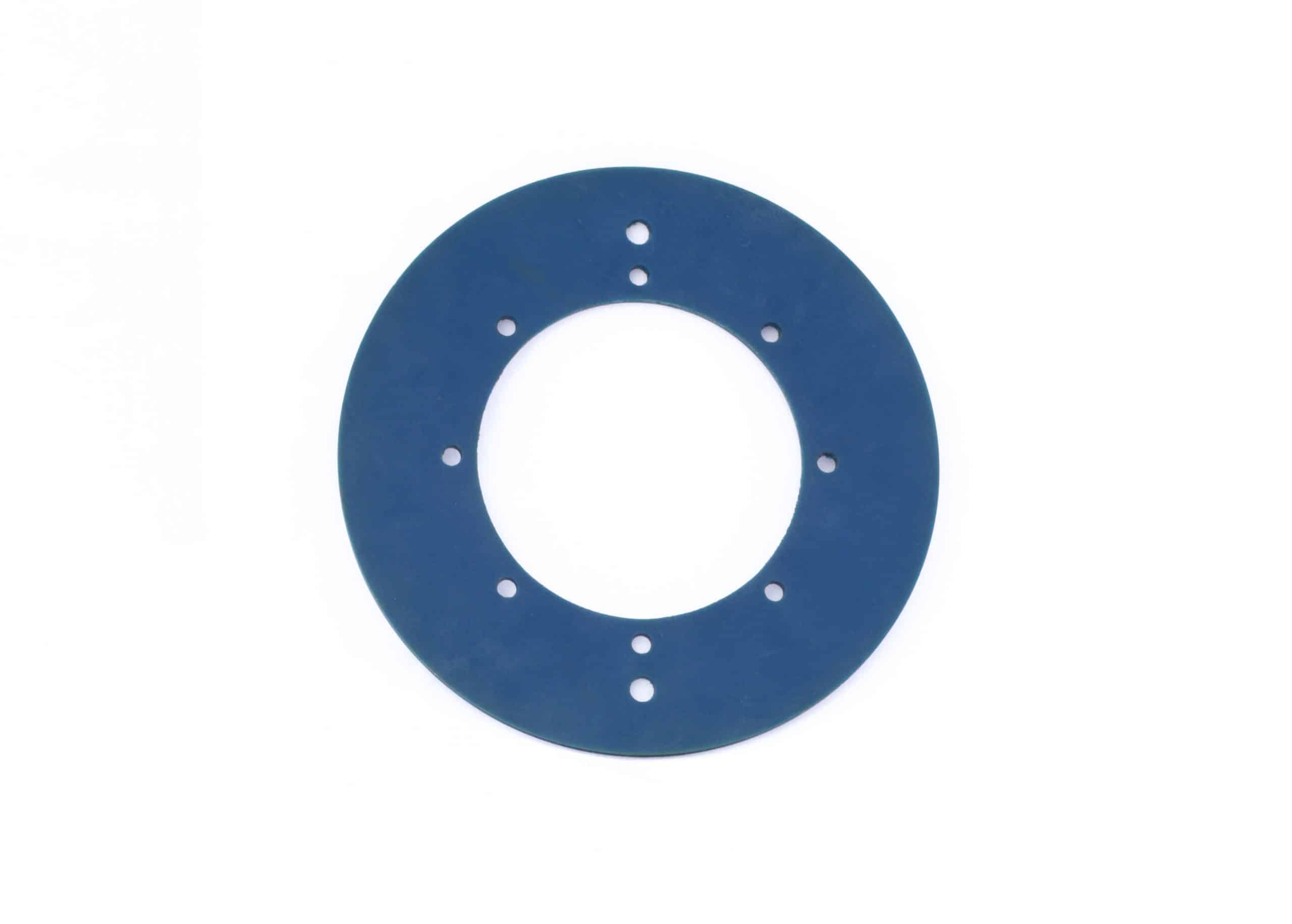 Polyurethane gasket with bolt pattern around ID for emplacement. 