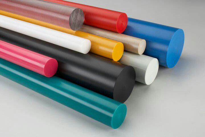 Various sized polyurethane rod in multiple colors.
