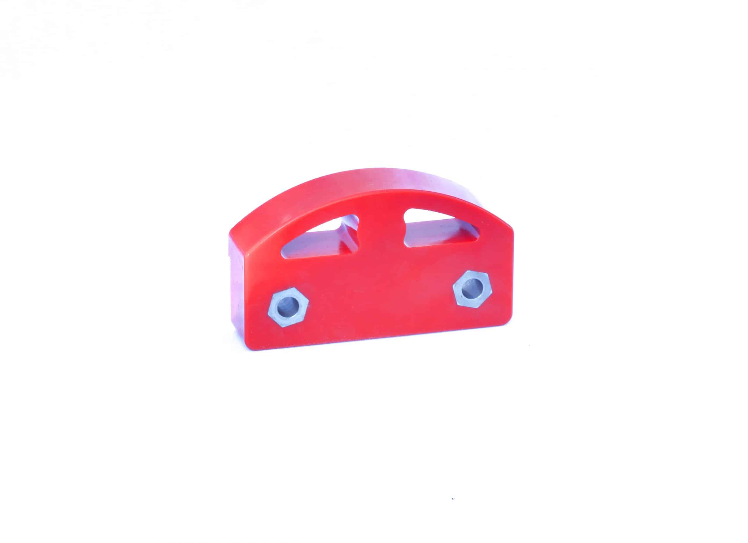 Red polyurethane bumper made of 80A urethane, enhance performance