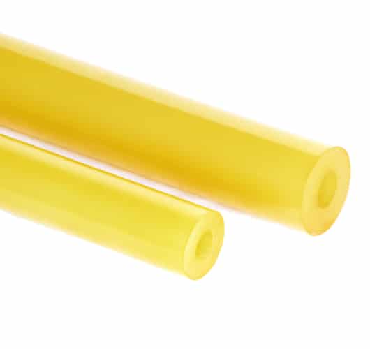 Two different sizes of natual polyurethane tube. 